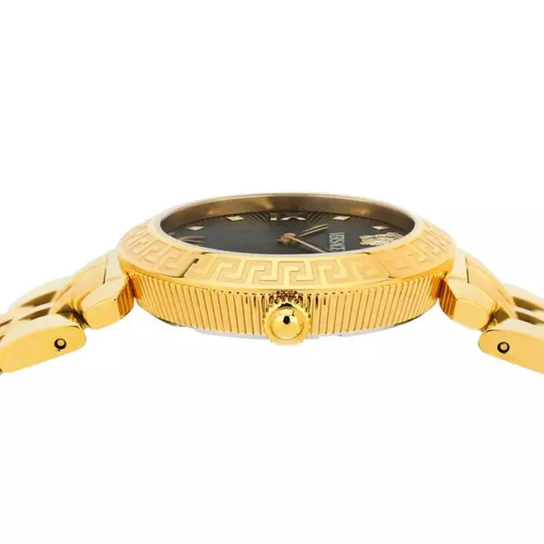 Versace Daphnis Quartz Black Dial Gold Steel Strap Watch for Women - VEOCA0524