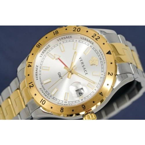 Versace Hellenyium GMT Silver Dial Two Tone Steel Strap Watch for Men - V11030015