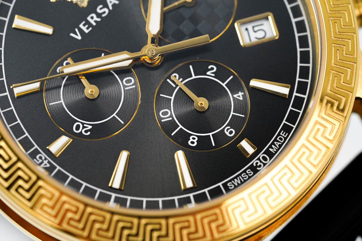 Versace Sports Tech Chronograph Black Dial Black Rubber Strap Watch for Men - VELT00119