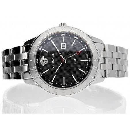 Versace Univers Analog Black Dial Silver Steel Strap Watch for Men - VEBK00418