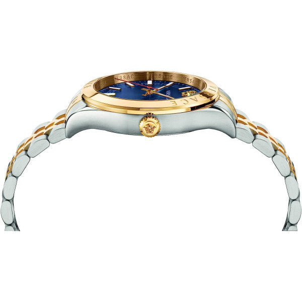 Versace Hellenyium Quartz Blue Dial Two Tone Steel Strap Watch For Men - VEVK00520