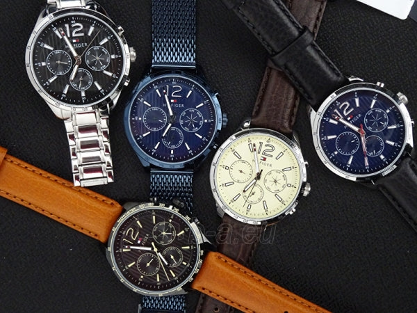 Tommy Hilfiger Gavin Chronograph Quartz Black Dial Brown Leather Strap Watch for Men - 1791470