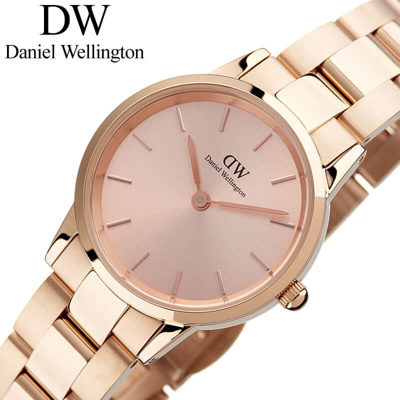 Daniel Wellington Iconic Link Unitone Rose Gold Dial Rose Gold Steel Strap Watch For Women - DW00100401