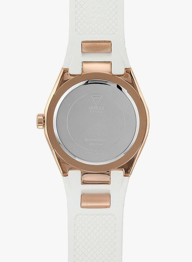 Guess Luna Diamonds White Dial White Rubber Strap Watch for Women - W0653L4