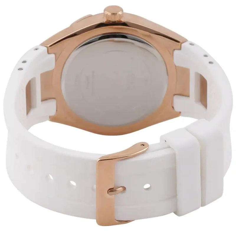 Guess Luna Diamonds White Dial White Rubber Strap Watch for Women - W0653L4
