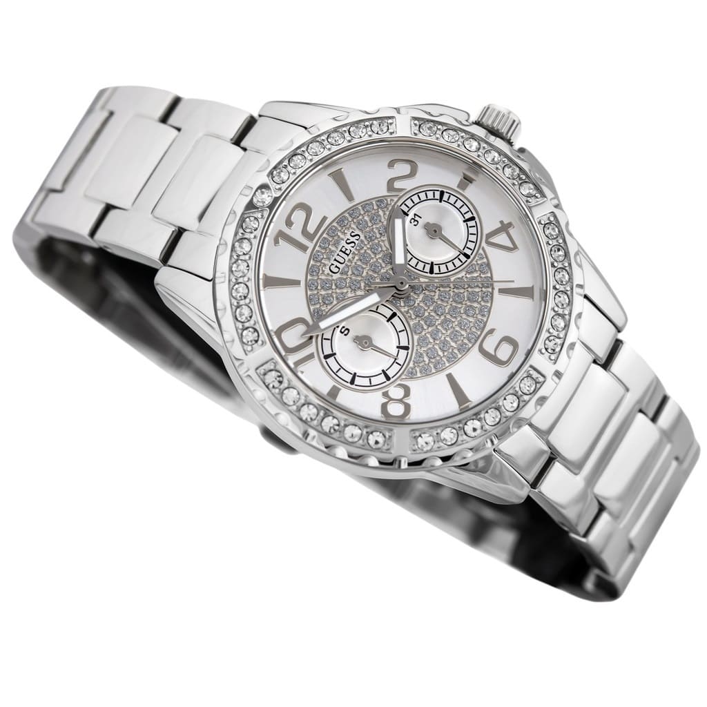 Guess Sassy Multifunction Quartz Silver Dial Silver Steel Strap Watch For Women - W0705L1