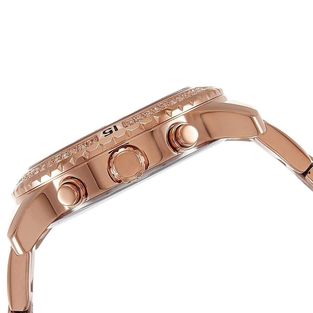 Guess Confetti Pink Dial Rose Gold Steel Strap Watch For Women - W0774L3