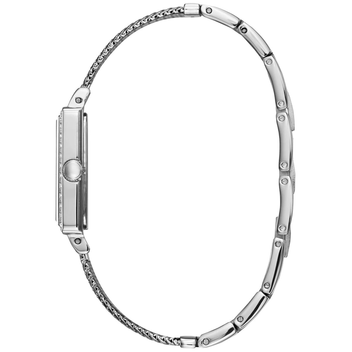 Guess Highline White Dial Silver Mesh Bracelet Watch For Women - W0826L1