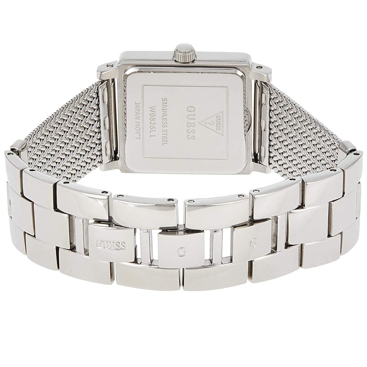 Guess Highline White Dial Silver Mesh Bracelet Watch For Women - W0826L1
