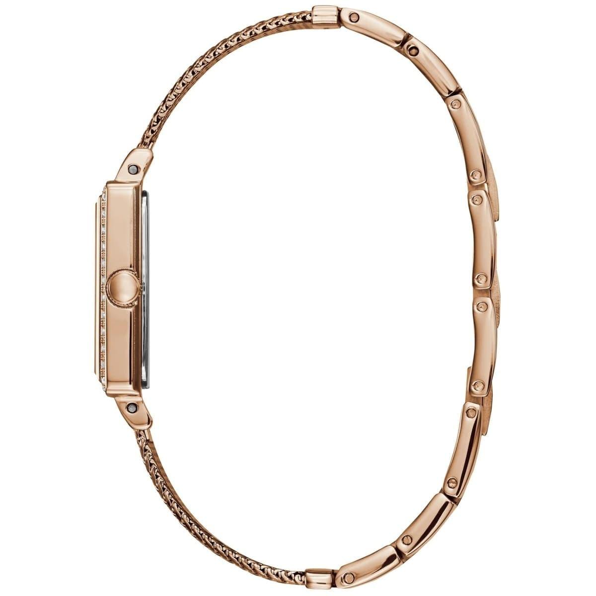 Guess Highline Off White Dial Rose Gold Stainless Steel Mesh Strap Watch For Women - W0826L3