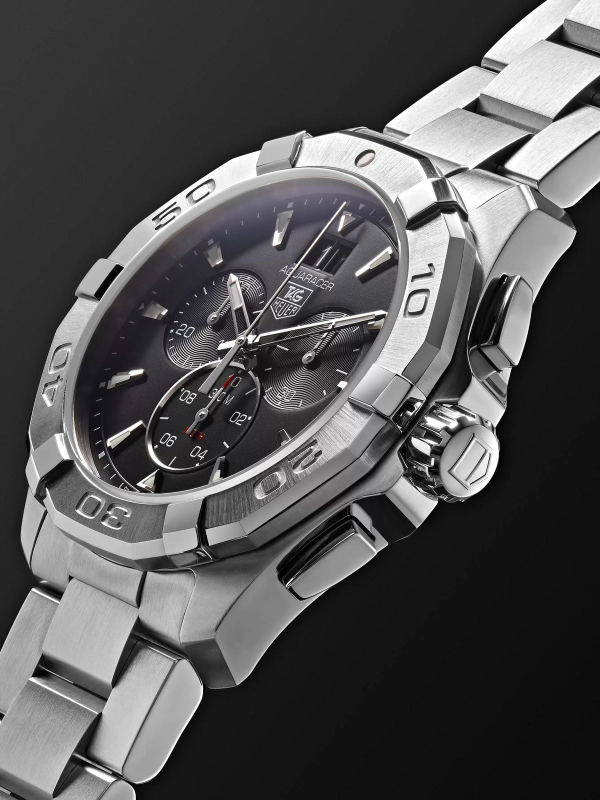 Tag Heuer Aquaracer Chronograph Black Dial Silver Steel Strap Watch for Men - CAY1110.BA0927