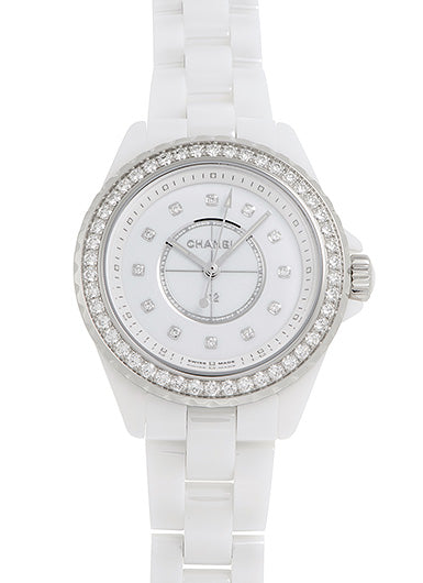Chanel J12 Quartz Diamonds White Dial White Steel Strap Watch for Women - J12 H6418