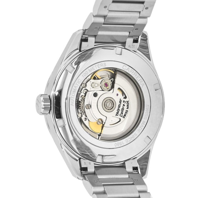 Tag Heuer Carrera Calibre 5 Automatic White Dial Silver Steel Strap Watch for Men - WAR201B.BA0723