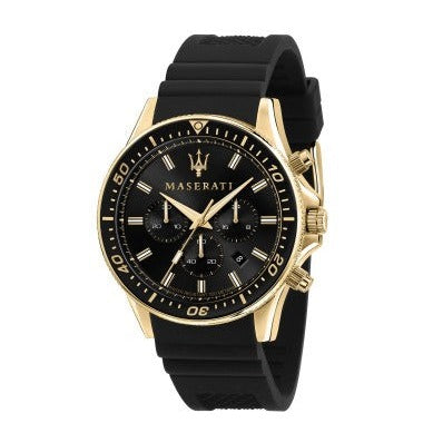 Maserati SFIDA Chronograph Black Dial Rubber Strap Watch For Men - R8871640001