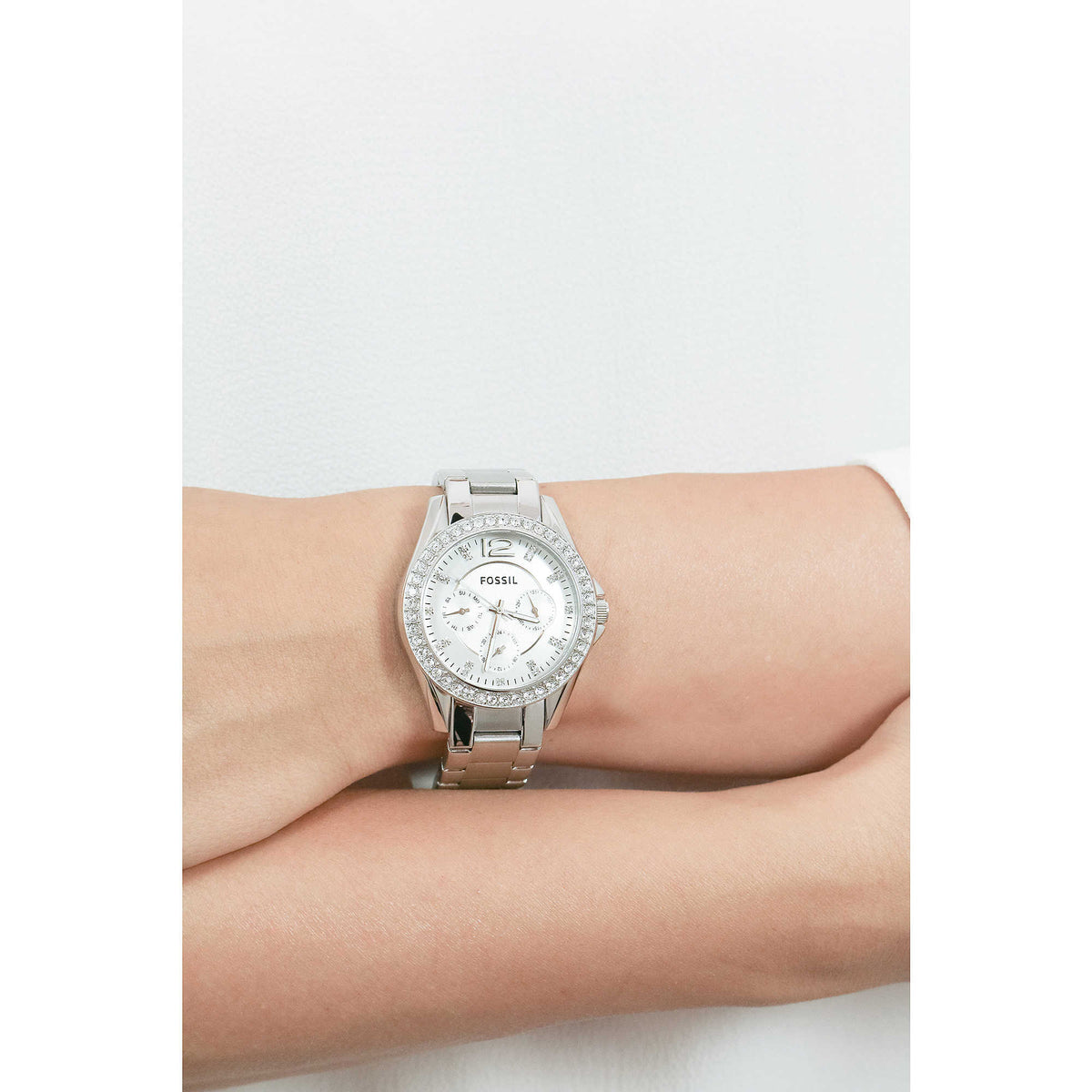 Fossil Riley Multifunction Silver Dial Silver Steel Strap Watch for Women - ES3202