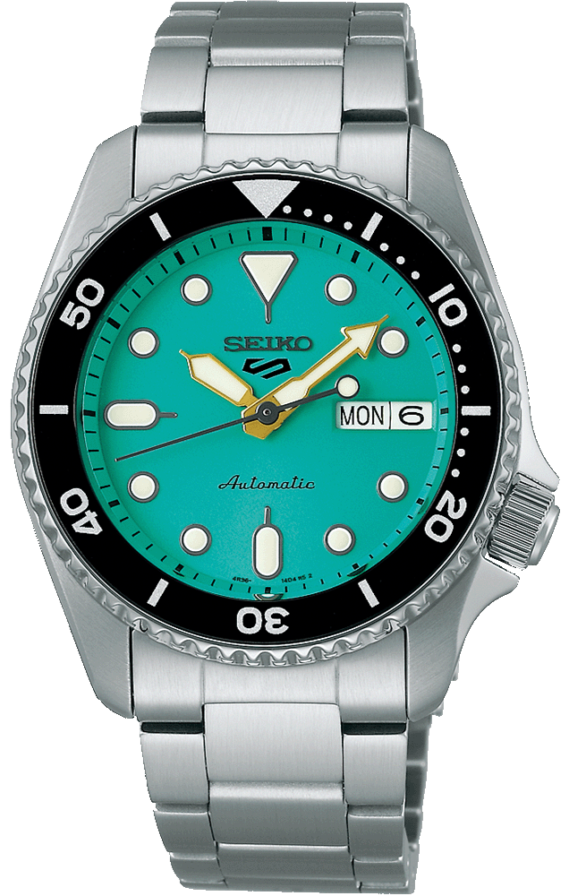 Seiko 5 Sports SKX Midi Automatic Teal Dial Silver Steel Strap Watch For Men - SRPK33K1
