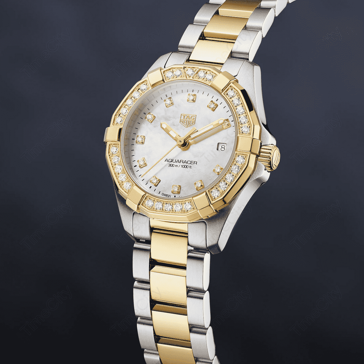 Tag Heuer Aquaracer Quartz Diamonds Mother of Pearl Dial Two Tone Steel Strap Watch for Women - WBD1423.BB0321
