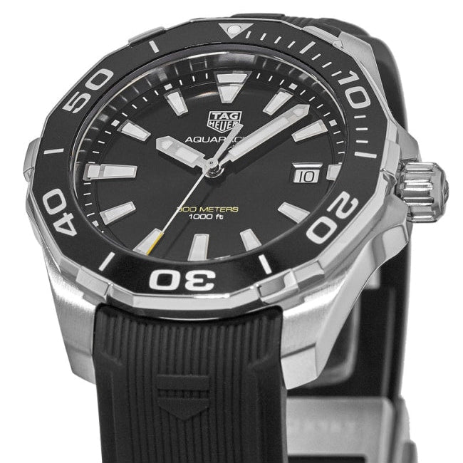 Tag Heuer Aquaracer Black Dial Black Rubber Strap Watch for Men - WAY111A.FT6151