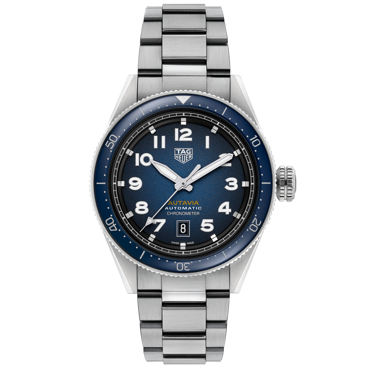 Tag Heuer Autavia Automatic Blue Dial Silver Steel Strap Watch for Men - WBE5116.EB0173