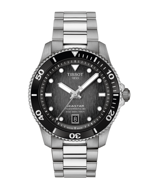 Tissot Seastar 1000 Black Dial Silver Steel Strap Watch For Men - T120.410.11.051.00