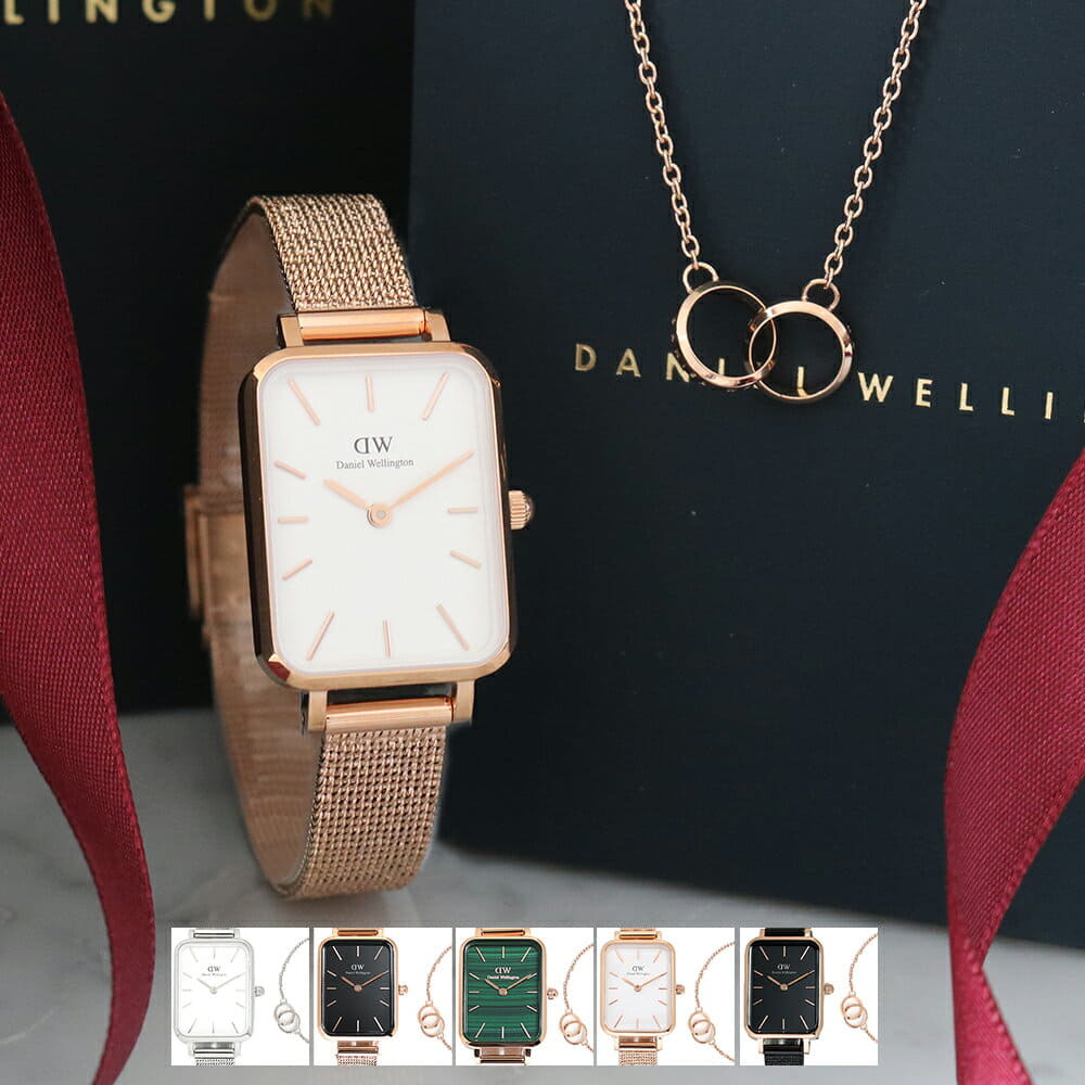 Daniel Wellington Quadro Melrose White Dial Gold Mesh Strap Watch For Women - DW00100431