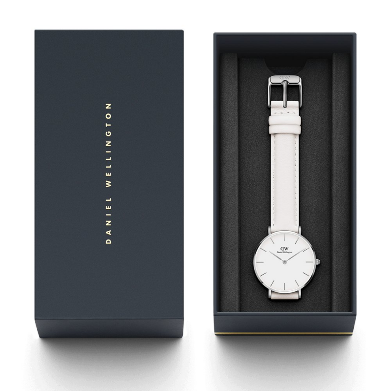 Daniel Wellington Petite Bondi White Dial White Leather Strap Watch For Women - DW00100190