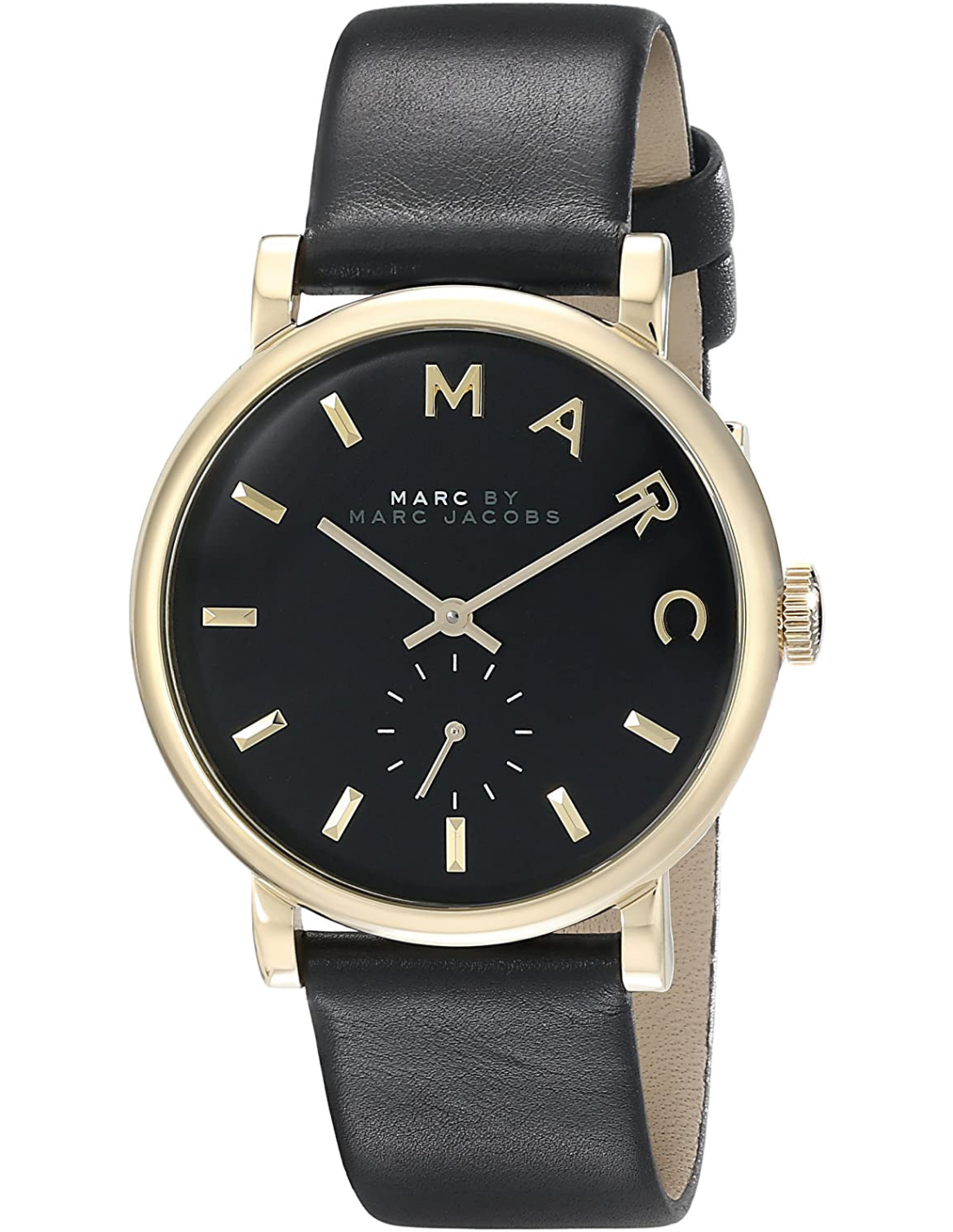 Marc Jacobs Baker Black Dial Black Leather Strap Watch for Women - MBM1269
