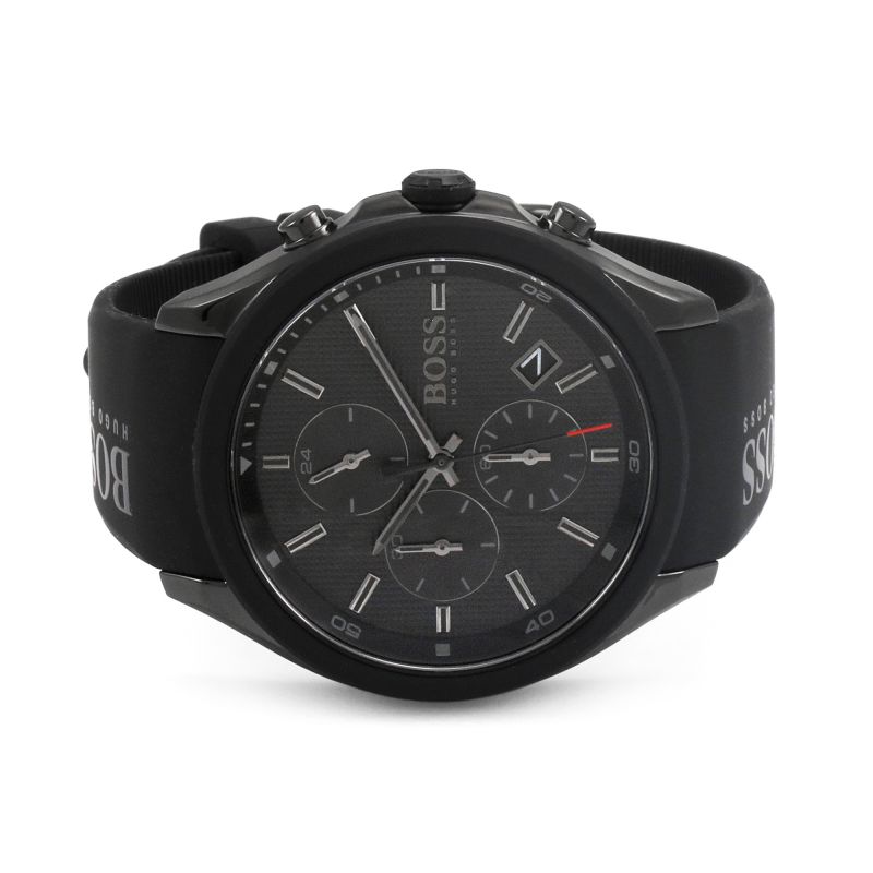 Hugo Boss Velocity Chronograph Black Dial Black Rubber Strap Watch for Men - 1513720