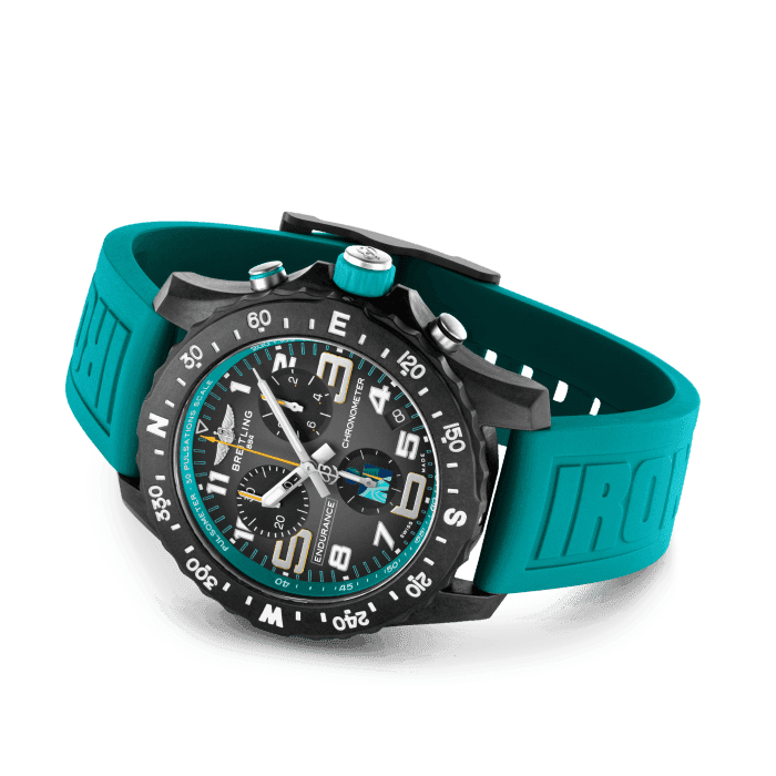 Breitling Endurance Pro Ironman 70.3 World Championship Grey Dial Turquoise Rubber Strap Watch for Men - X823105C1M1S1