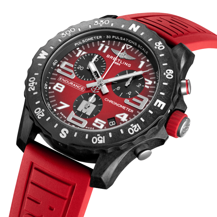 Breitling Endurance Pro Ironman Red Dial Red Rubber Strap Watch for Men - X823109A1K1S1