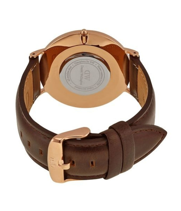 Daniel Wellington Classic Bristol White Dial Brown Leather Strap Watch For Men - DW00100009