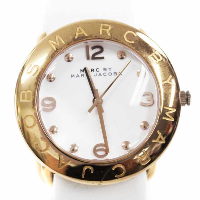 Marc Jacobs Amy White Dial White Leather Strap Watch for Women - MBM1180