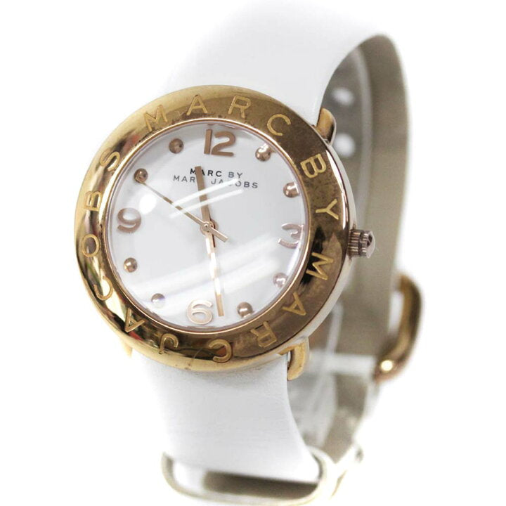 Marc Jacobs Amy White Dial White Leather Strap Watch for Women - MBM1180