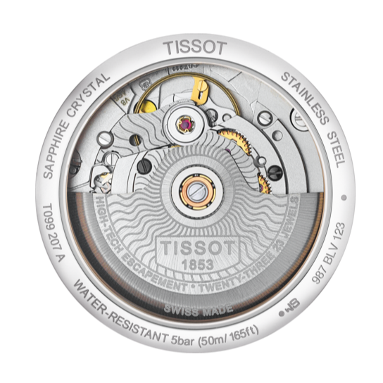 Tissot Chemin Des Tourelles Powermatic 80 Rubies Mother of Pearl Dial Silver Steel Strap Watch For Women - T099.207.11.113.00