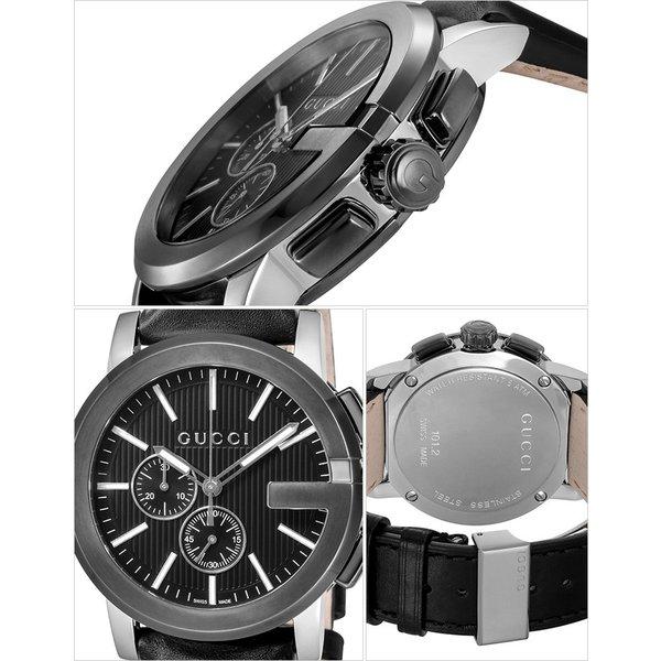 Gucci G Chrono Black Dial Black Leather Strap Watch For Men - YA101205