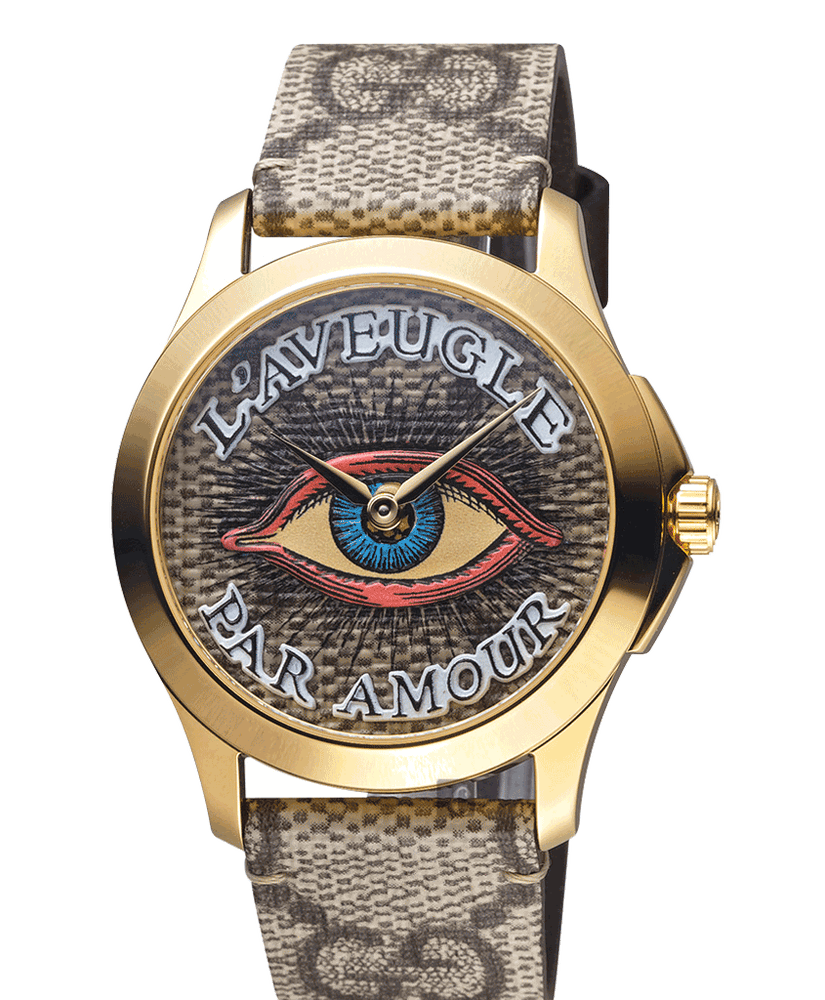 Gucci G Timeless Eye Beige Dial Beige Leather Strap Watch For Men - YA1264022