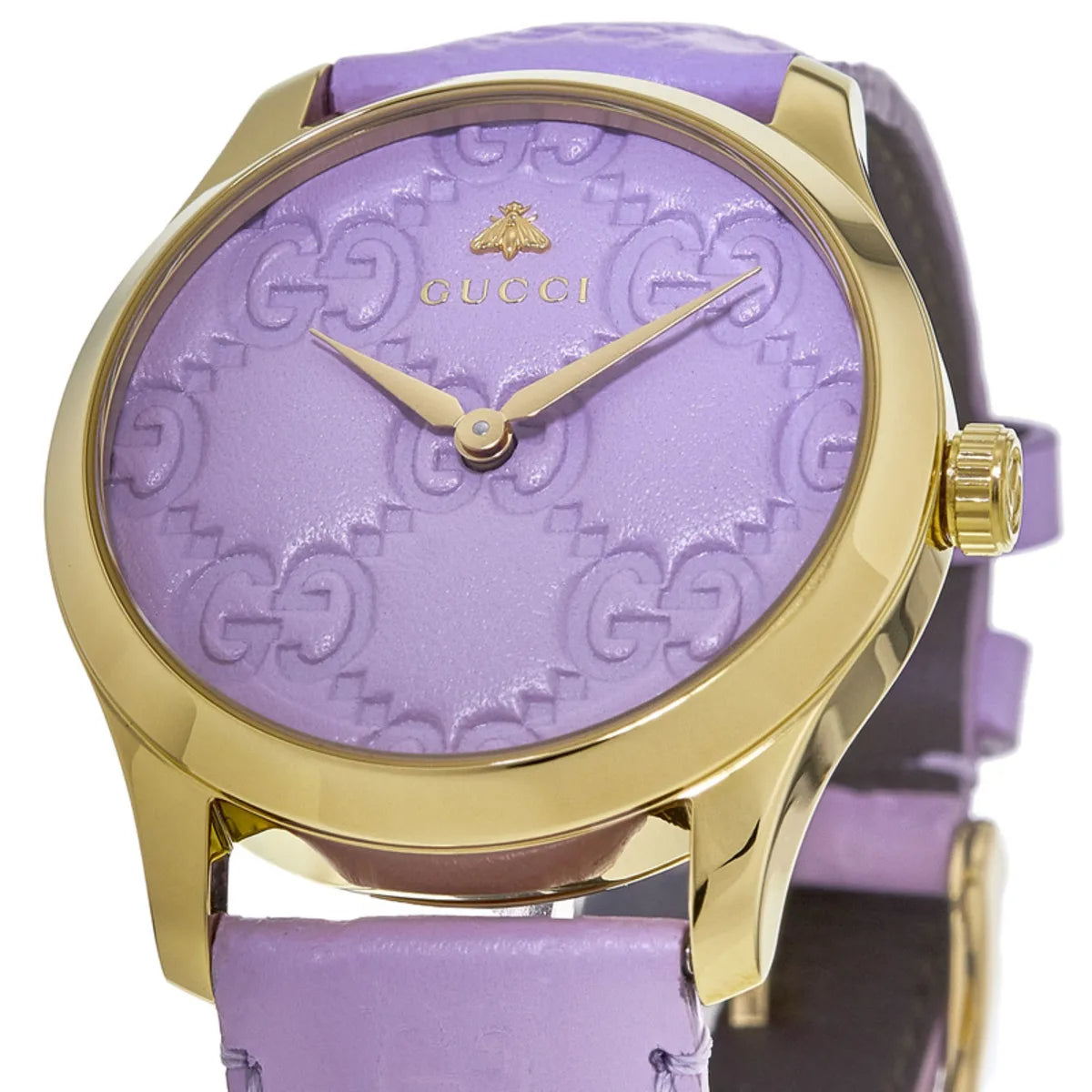 Gucci G Timeless Quartz Lilac Dial Lilac Leather Strap Watch For Women - YA1264098