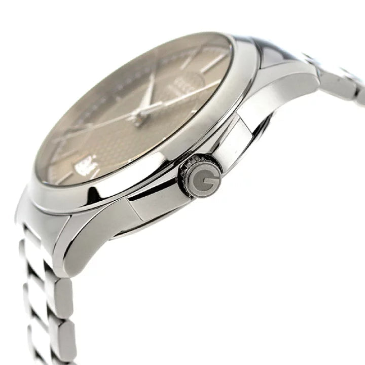 Gucci G Timeless Automatic Brown Dial Silver Steel Strap Watch For Women - YA126431A