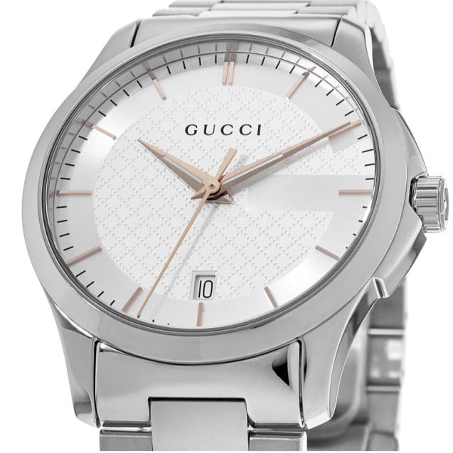 Gucci G Timeless Silver Dial Silver Steel Strap Unisex Watch - YA126442