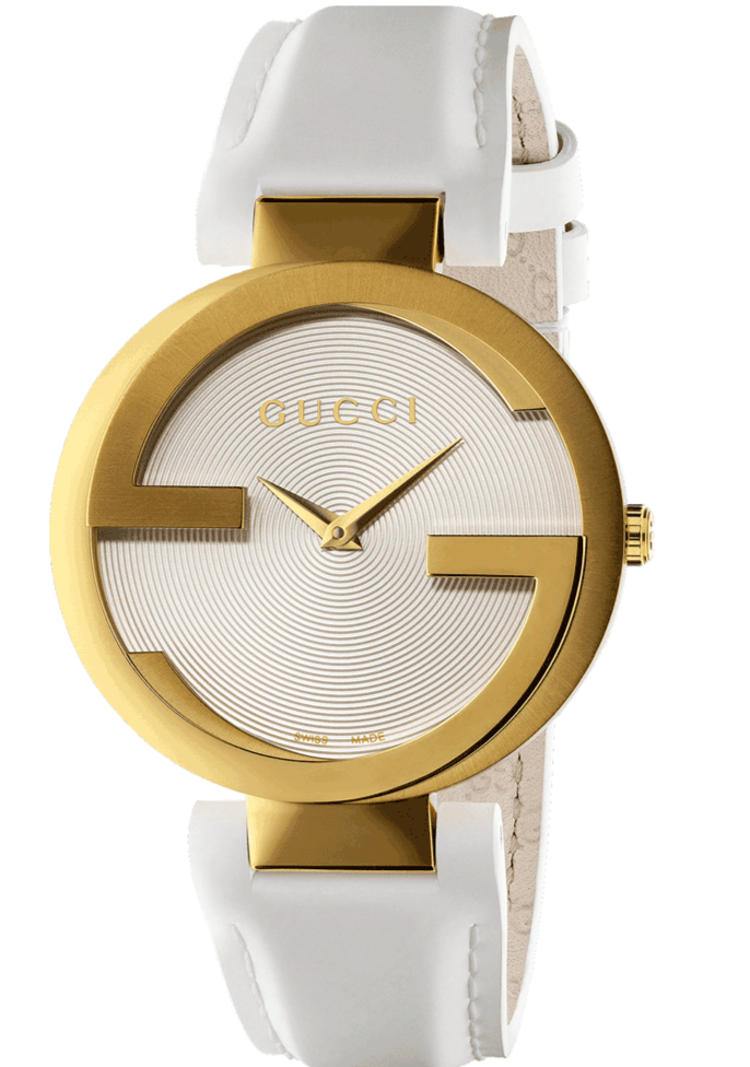  Shop Authentic Gucci G Interlocking White Dial White Leather Strap Watch For Women - YA133327 - Luxxuri