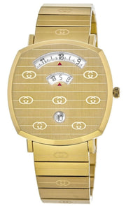 Gucci Grip Quartz Yellow Gold Dial Gold Steel Strap Unisex Watch - YA157409
