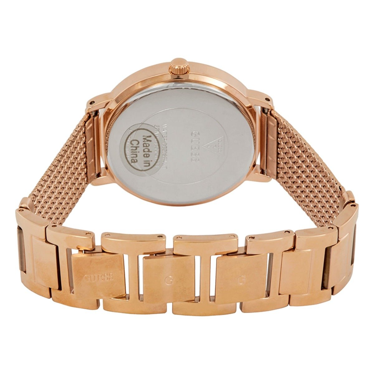 Guess Willow Crystal Blue Dial Rose Gold Mesh Bracelet Watch For Women - W0836L1