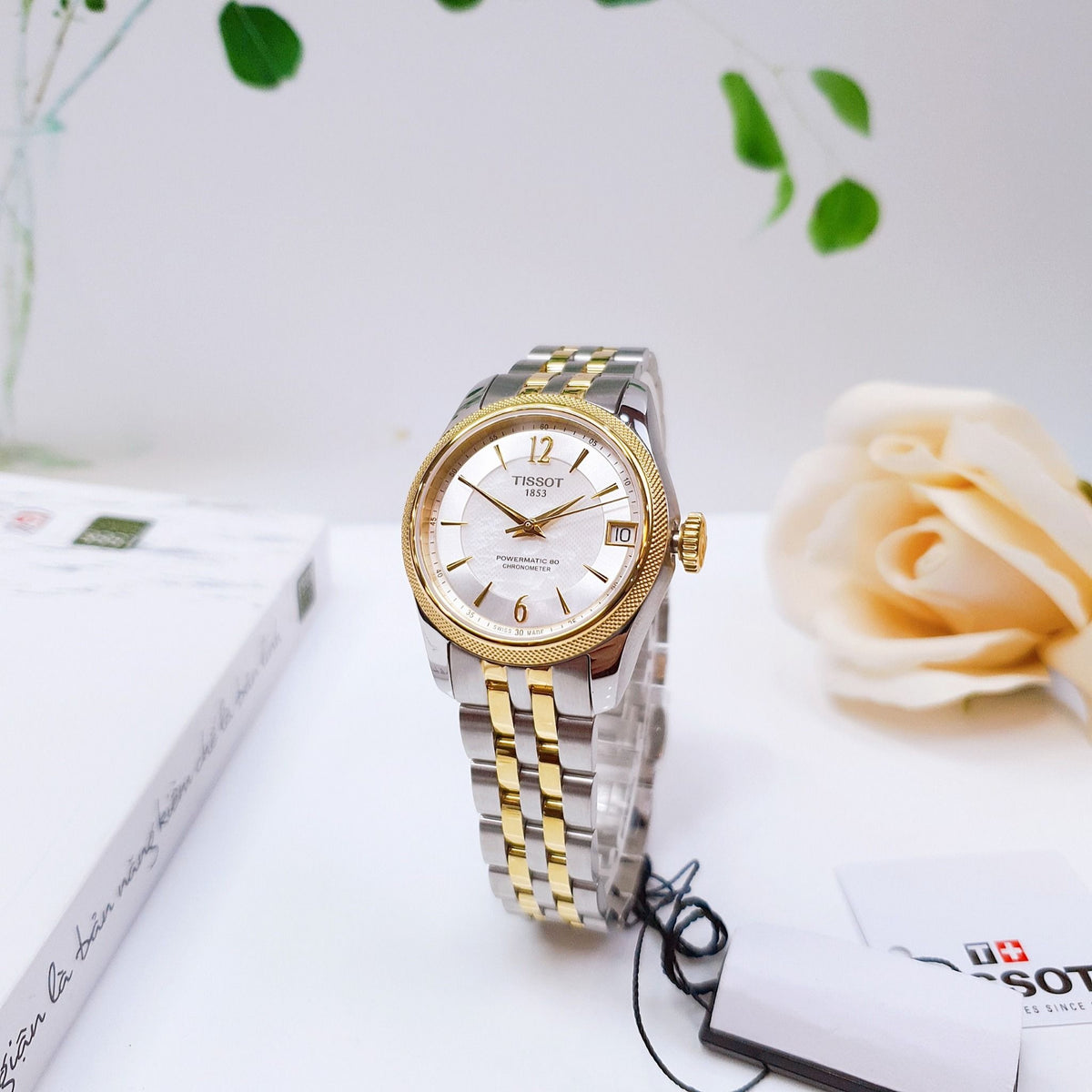 Tissot Ballade Powermatic 80 Mother of Pearl Silver Dial Two Tone Steel Strap Watch For Women - T108.208.22.117.00