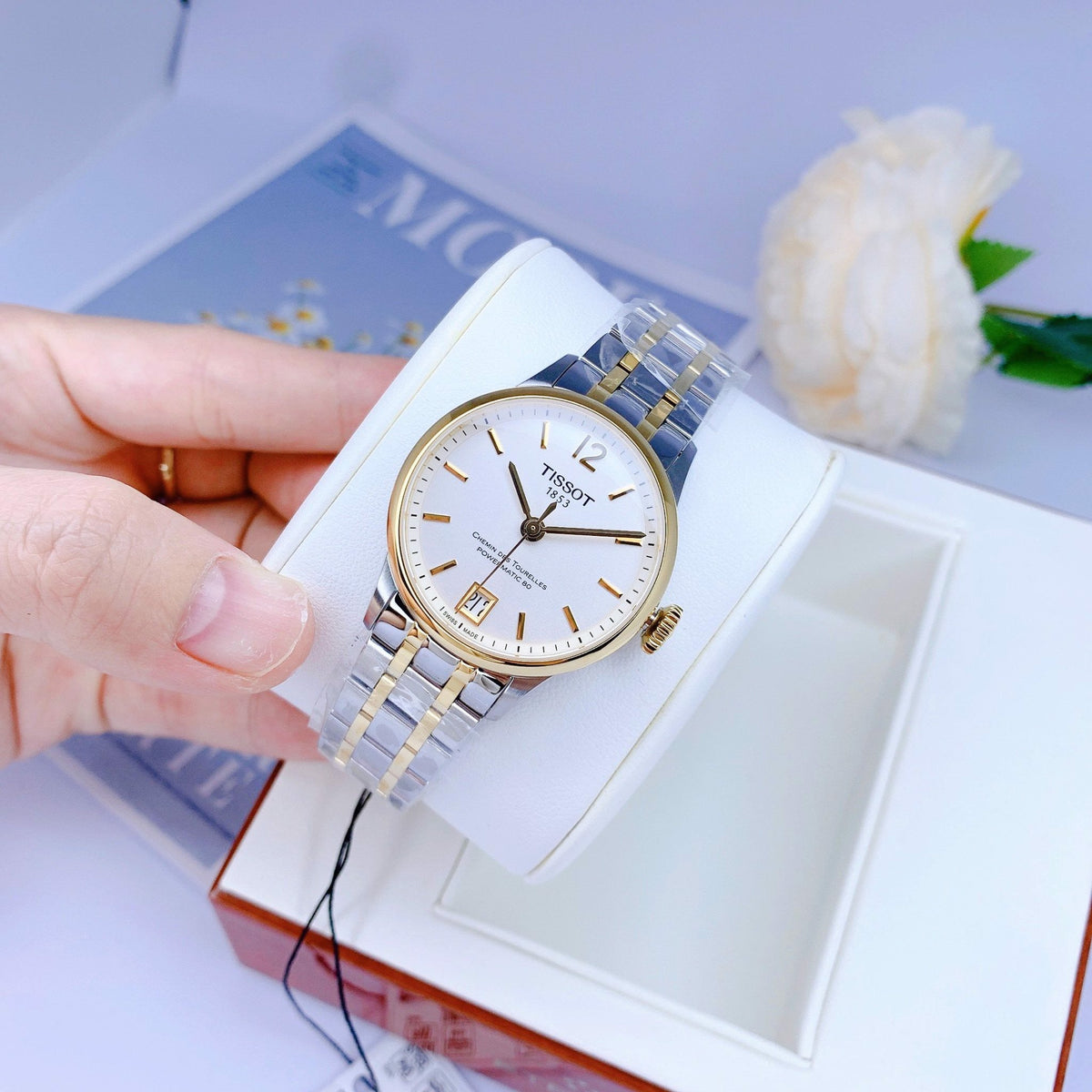 Tissot Chemin Des Tourelles Powermatic 80 Lady Silver Dial Two Tone Steel Strap Watch For Women - T099.207.22.037.00