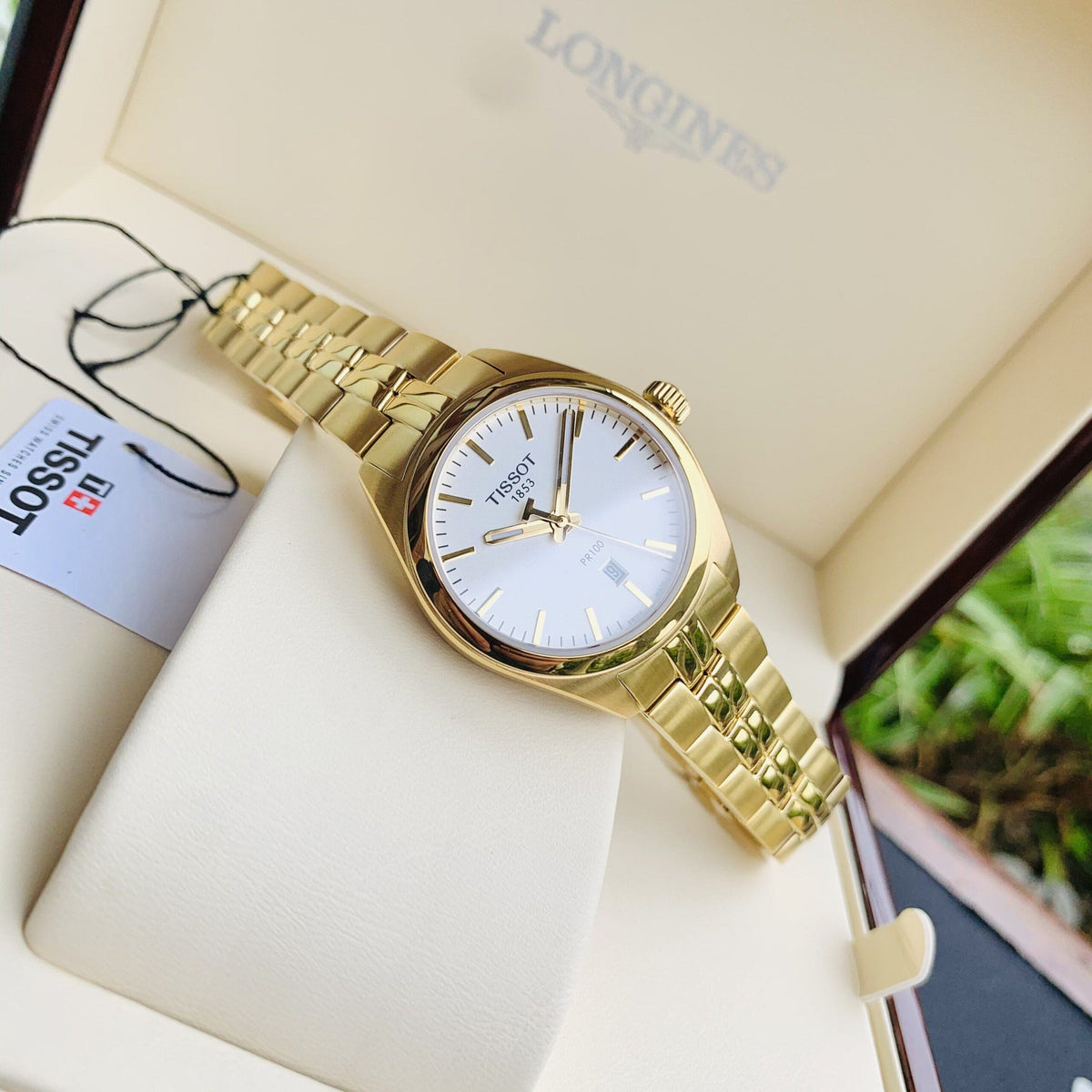 Tissot T Classic PR 100 Lady White Dial Gold Steel Strap Watch for Women - T101.210.33.031.00