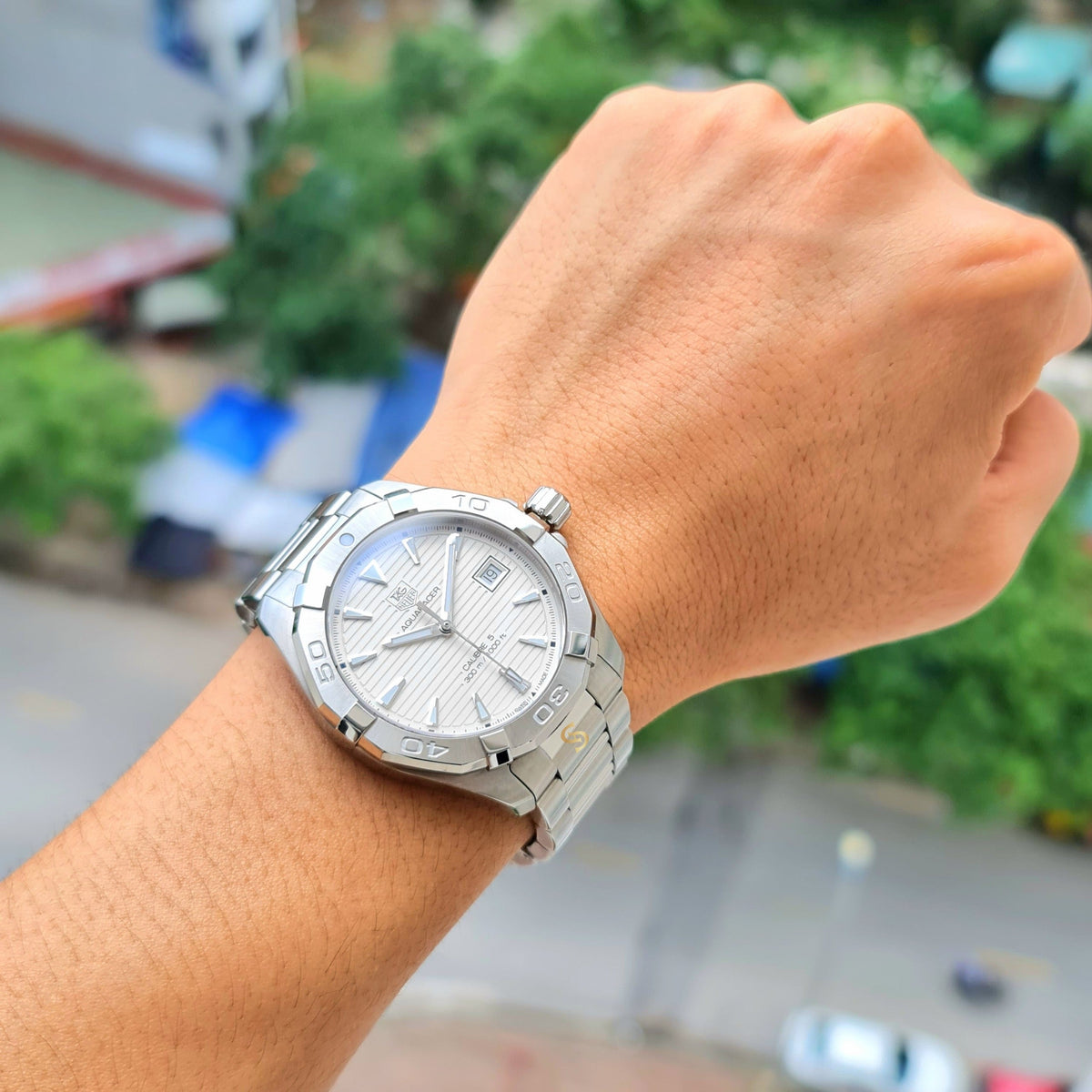 Tag Heuer Aquaracer Automatic White Dial Silver Steel Strap Watch for Men - WAY2111.BA0928
