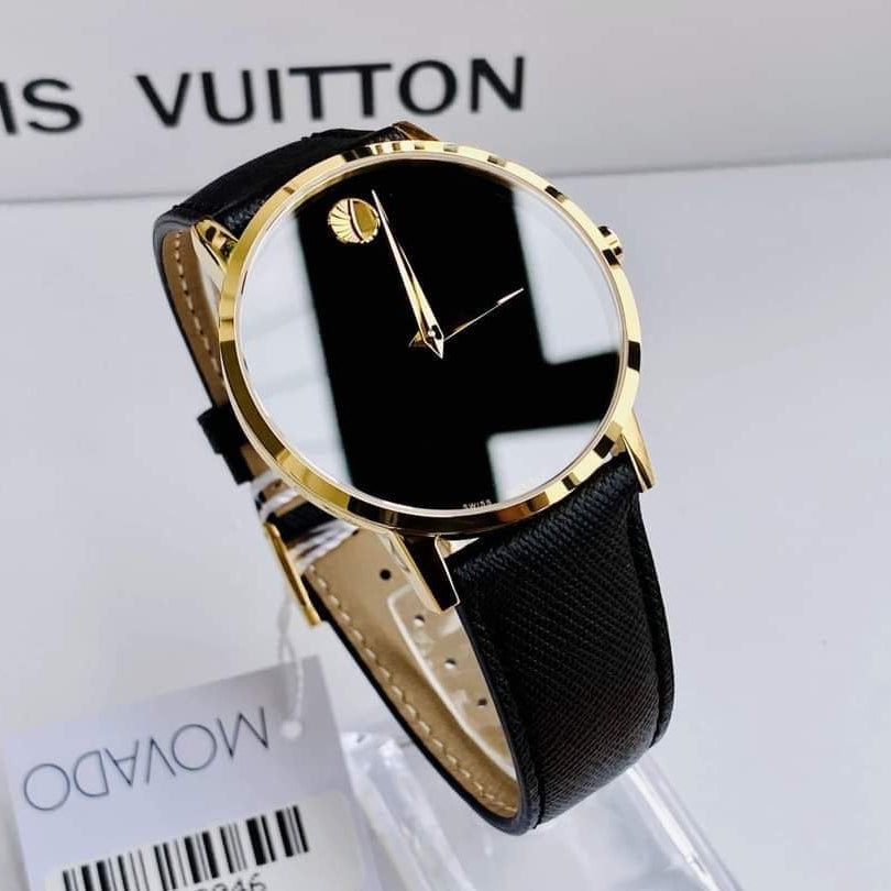 Movado Museum Classic Quartz Black Dial Black Leather Strap Watch for Men - 0607195