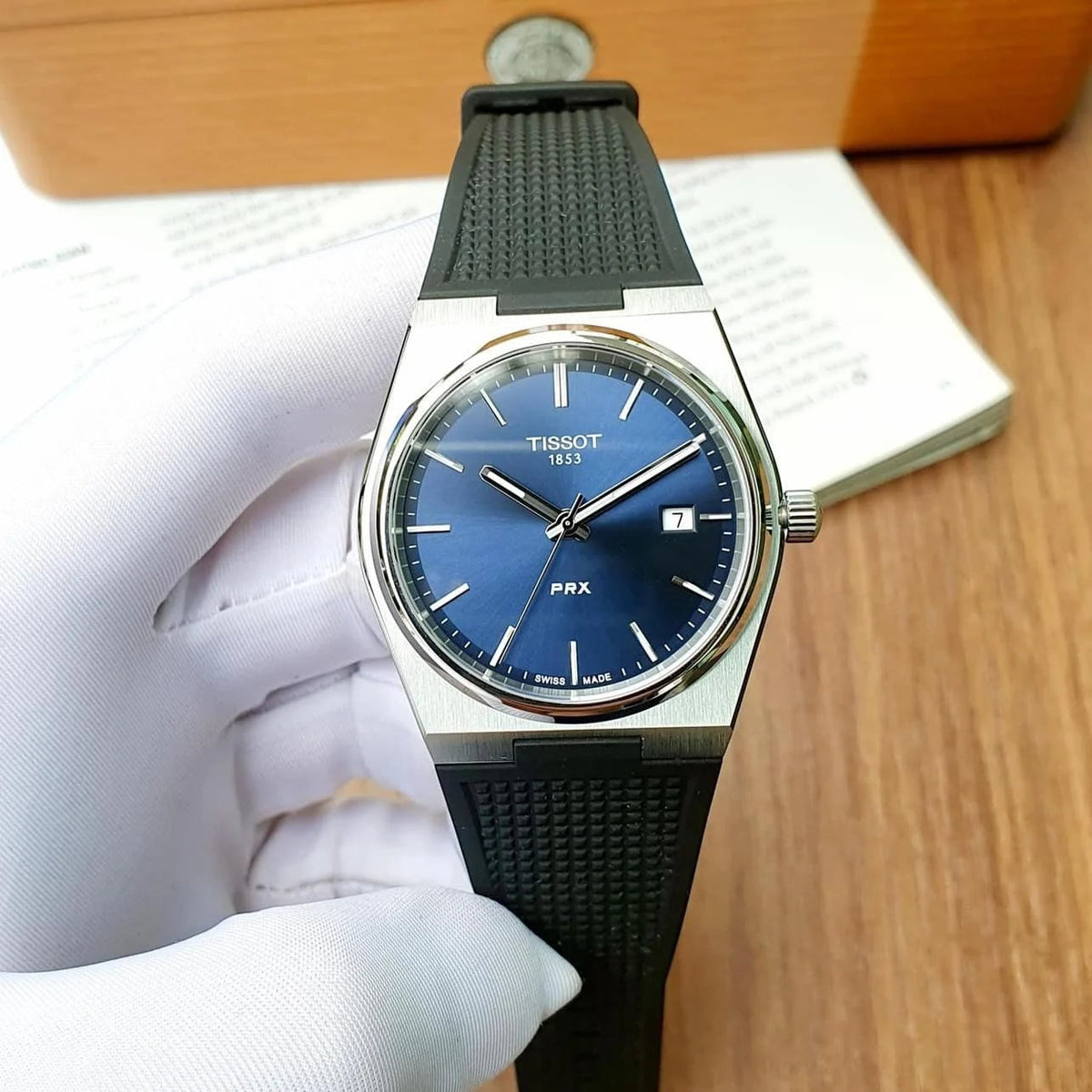 Tissot PRX Blue Dial Black Rubber Strap Watch For Men - T137.410.17.041.00
