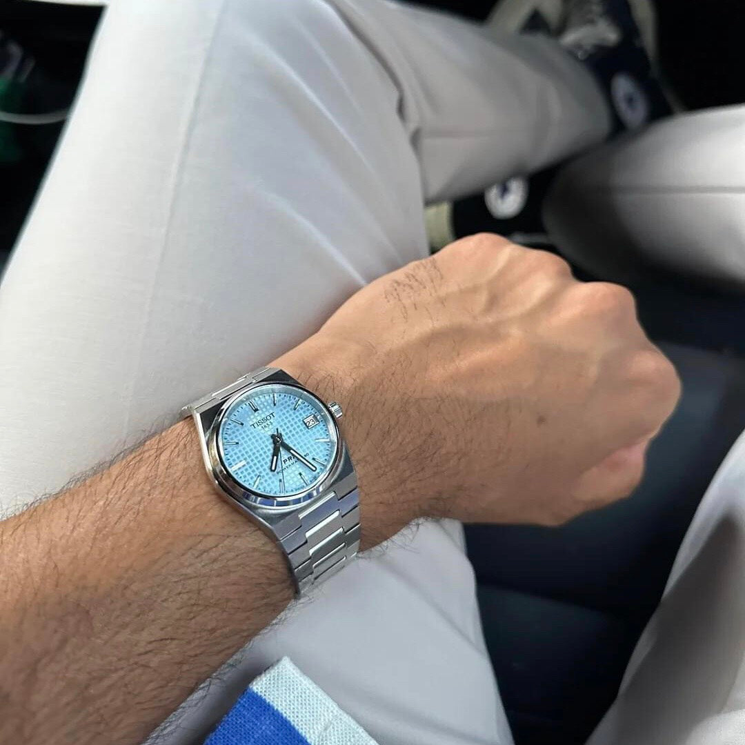 Tissot PRX Powermatic 80 Ice Blue Dial Silver Steel Strap Watch for Men - T137.207.11.351.00