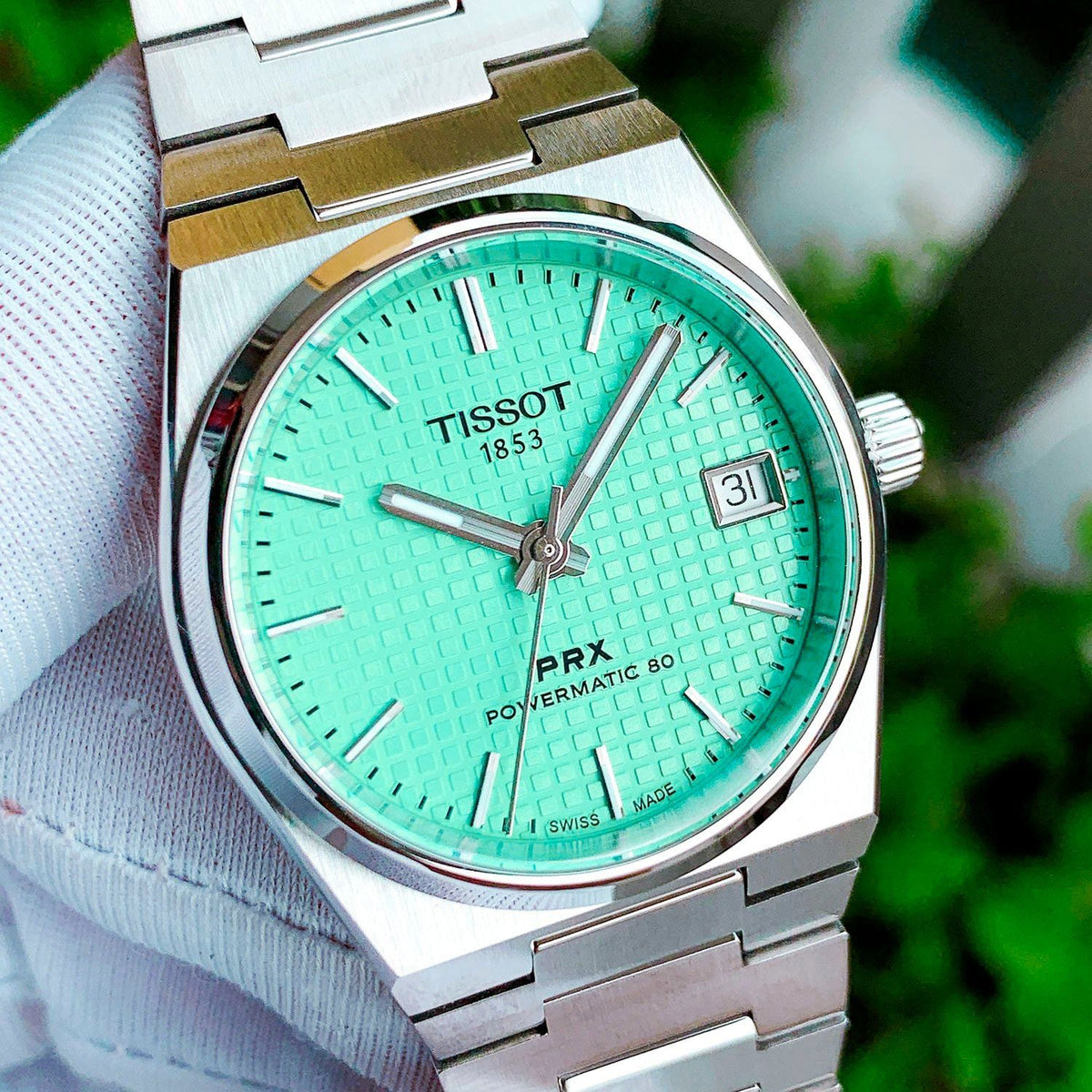 Tissot PRX Powermatic 80 Light Green Dial Silver Steel Strap Watch for Men - T137.207.11.091.01